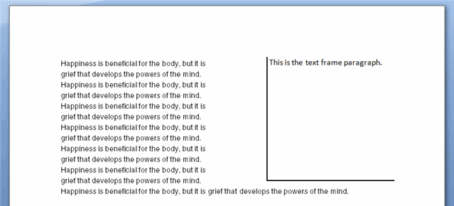 WordprocessingML - Text Frames